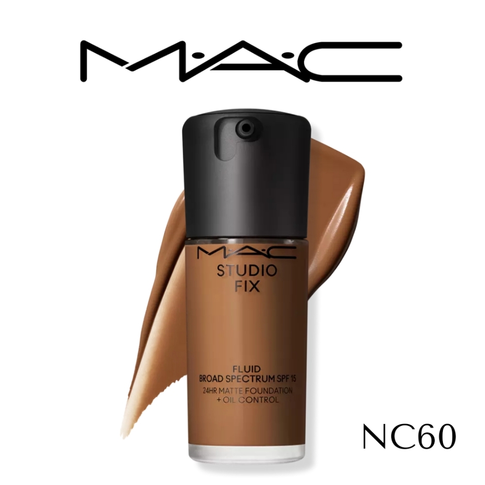 New! 🤎 MAC- Studio Fix Fluid SPF15 24HR Foundation + Oil Control - NC60